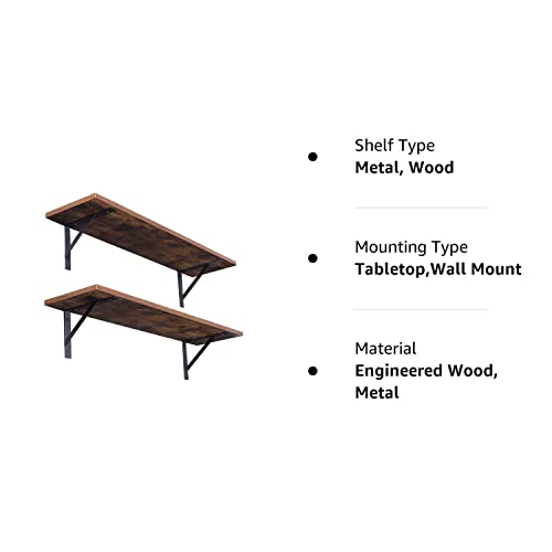 DINZI LVJ Long Wall Shelves, 31.5 Inch Wall Mounted Shelves Set of 2, Easy-to-Install, Wall Storage Ledges with Sturdy Metal Brackets for Living DINZI LVJ