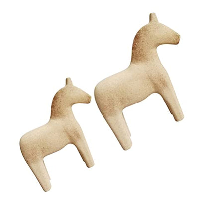 EXCEART 2pcs Trojan Horse Animal Ornament Unfinished Wood Horse Home Decor Horse Statue Horse Sculpture Wood Horse Figurine Ornament Crafts Mosaic