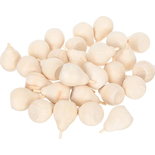Didiseaon Tiny Things 30pcs Mini Wooden Pear Unfinished Wood Peg Dolls for Crafts Unfinished Wooden Pear Figures for Desk Bookshelves Decoration DIY Didiseaon