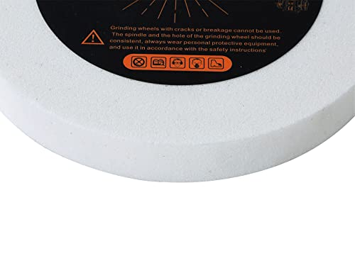 AmaCupid Bench Grinding Wheel 6 inch. for Sharpening Quenched Steel, High Carbon Steel and Other Cutting Tools. White Aluminum Oxide Abrasive. 1/2