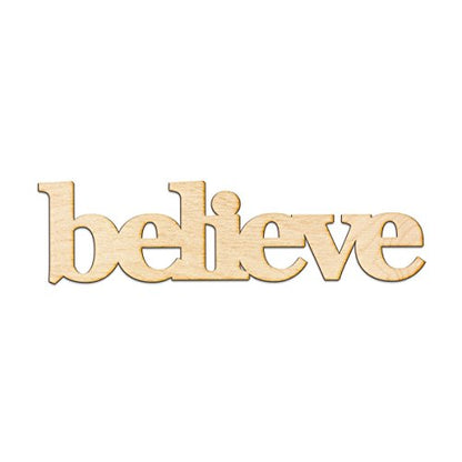 Believe Wood Sign Home Decor Gallery Wall Art Unfinished GIA 18" x 5"