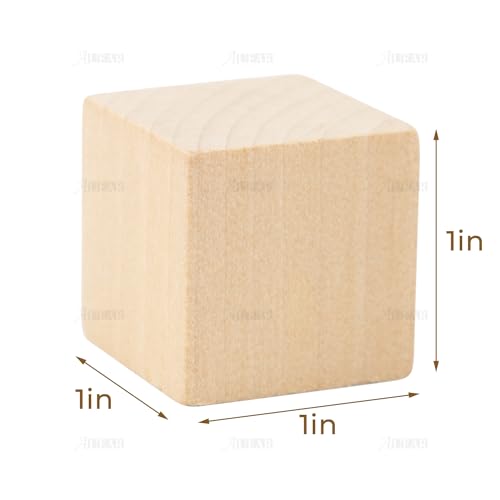 AUEAR, 20 Pack 1 Inch Natural Solid Blank Wooden Cube Unfinished Wood Building Blocks for DIY Craft Gifts AUEAR