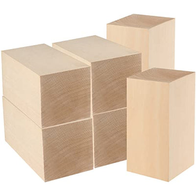 MUKCHAP 6 Pack Basswood Block, 6 x 3 x 3 Inch Basswood Carving Blocks, Large Unfinished Soft Wood Blocks for Crafts Carving and Whittling