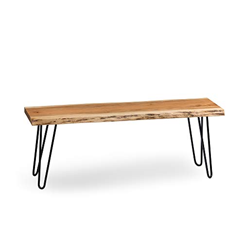 Alaterre Furniture Hairpin Natural Live Edge Wood with Metal 48" Bench, 48 Inch - WoodArtSupply