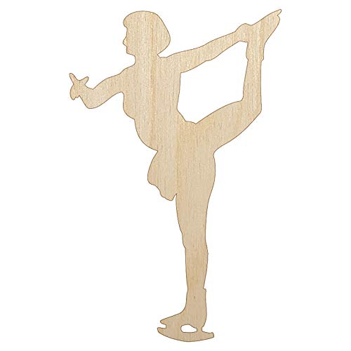 Ice Skating Skater Solid Unfinished Wood Shape Piece Cutout for DIY Craft Projects - 1/4 Inch Thick - 6.25 Inch Size - WoodArtSupply