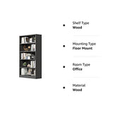 Wood Bookcase 5-Shelf Freestanding Display Wooden Bookshelf for Home Office School (11.6" D*33" W*59.8" H,Grey) Sunon
