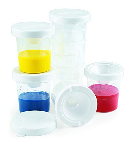 Colorations No-Spill White Lid Tempera Paint Cups for Kids Value Classroom Pack Painting Supply (10 pack), Model:10WPC Colorations