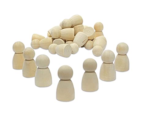 Wood Peg Dolls Unfinished 2-3/8 inch, Pack of 100 Birch Wooden Dad Dolls for Peg People Crafts and Small World Play, Size: 50