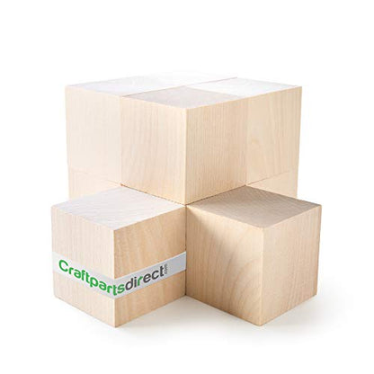 2 inch Wood Blocks | Natural Unfinished Craft Wooden Cubes -by CraftpartsDirect.com | Bag of 10