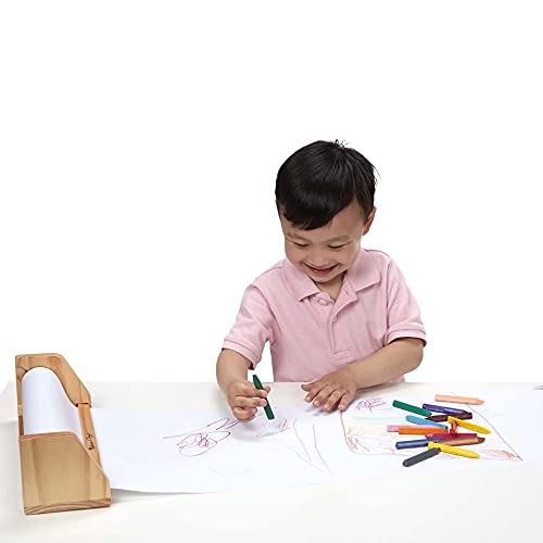 Melissa & Doug Wooden Tabletop Paper Roll Dispenser With White Bond (12 inches x 75 feet) - Drawing, Art, Craft For Kids Melissa & Doug