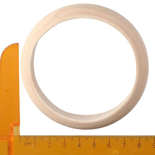hobbyhub 4Pcs Unfinished Wood Blank Bangle Bracelets,3.4 x 1 Inch Natural Wooden Round Circles Large Wooden Ring for DIY Craft Making Painting hobbyhub