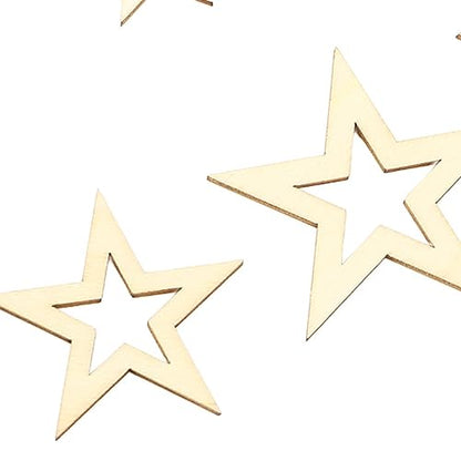 205PCS Wooden Crafts to Paint, Assorted Size Christmas Tree Hanging Ornaments Mini Wooden Stars Slices Unfinished Wood DIY Crafts - WoodArtSupply