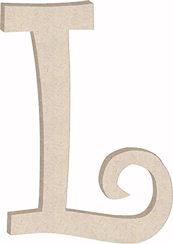 NEXTCraft 8 Inch Wooden Letters L Curlz Girl Font, Unfinished MDF Alphabet ABC Cutout, Monogram Initial Paintable Lettering - WoodArtSupply