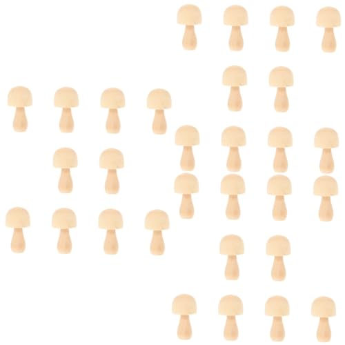 TEHAUX 30 Pcs DIY Wooden Ornaments Unfinished Mushrooms Figures Unfinished Wood Craft Unfinished Wooden Pegs Mushroom Ornaments Unfinished Wood Peg TEHAUX