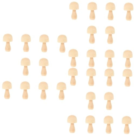 TEHAUX 30 Pcs DIY Wooden Ornaments Unfinished Mushrooms Figures Unfinished Wood Craft Unfinished Wooden Pegs Mushroom Ornaments Unfinished Wood Peg TEHAUX