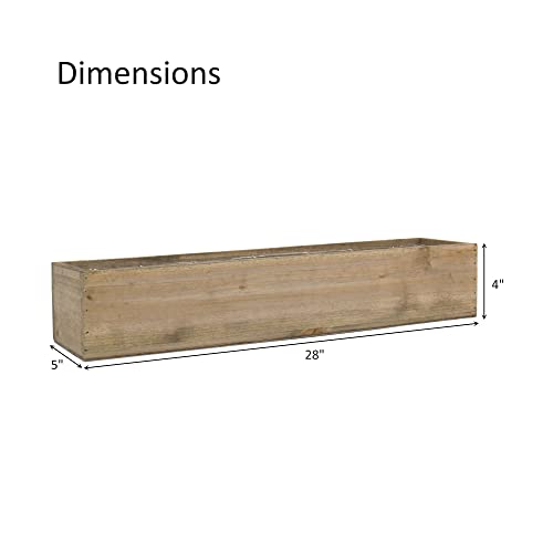 CYS EXCEL Rectangle Wood Planter Box with Removable Plastic Liner (H:4" Open:28"x5") | Multiple Size Choices Wood Rectangular Planter | Indoor