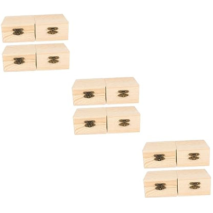 NOLITOY 12 Pcs Packaging Storage Wooden Box Wooden Treasure Chest Vintage Decor Jewelery Organizer Wood Trim Rustic Wooden Case Wood Ring Unfinished