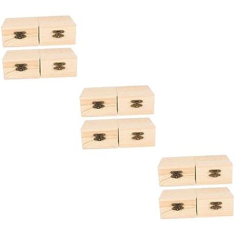 NOLITOY 12 Pcs Packaging Storage Wooden Box Wooden Treasure Chest Vintage Decor Jewelery Organizer Wood Trim Rustic Wooden Case Wood Ring Unfinished NOLITOY