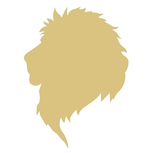 Lion Head Cutout Unfinished Wood Animal Zoo Wildlife Safari Door Hanger Kids Craft MDF Shaped Canvas Style 2 (12") Diverse Woodworking