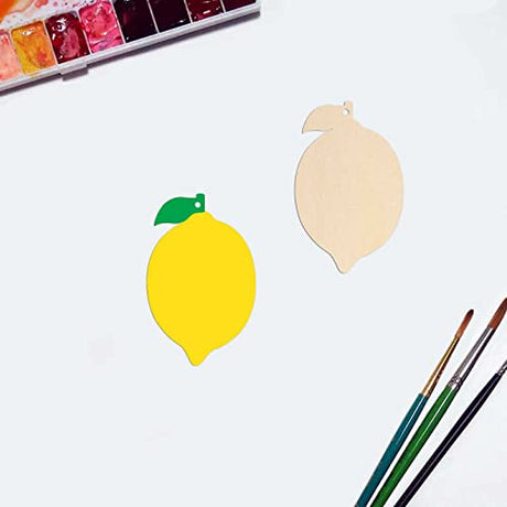 20pcs Lemon Shaped Wood Cutouts DIY Craft Cute Lemon Unfinished Wood Gift Tags Ornaments for Wedding Birthday Lemon Theme Party Decoration JANOU