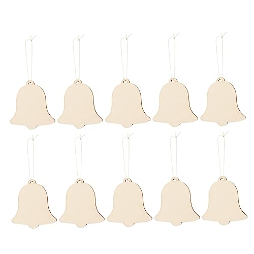 EXCEART 20 Pcs Xmas Tree Bell Ornament Holiday Wooden Shapes for Crafts Cutout Hanging Ornament Wood Ornaments Wooden Hanging Ornaments Wooden DIY EXCEART