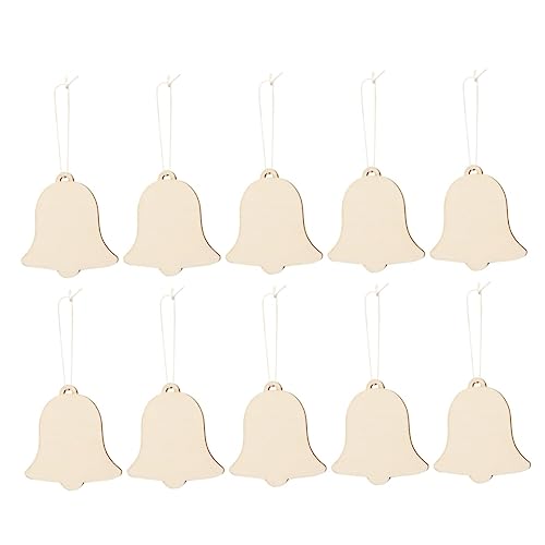 EXCEART 20 Pcs Xmas Tree Bell Ornament Holiday Wooden Shapes for Crafts Cutout Hanging Ornament Wood Ornaments Wooden Hanging Ornaments Wooden DIY - WoodArtSupply