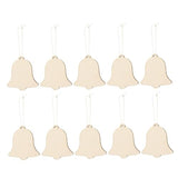 EXCEART 20 Pcs Xmas Tree Bell Ornament Holiday Wooden Shapes for Crafts Cutout Hanging Ornament Wood Ornaments Wooden Hanging Ornaments Wooden DIY EXCEART