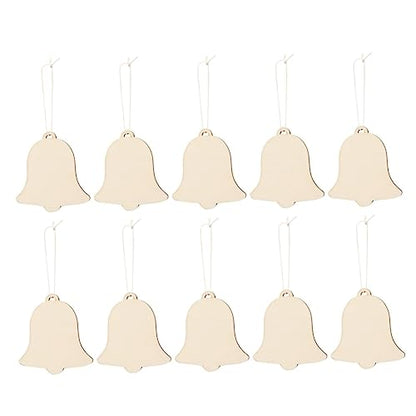 EXCEART 20 Pcs Xmas Tree Bell Ornament Holiday Wooden Shapes for Crafts Cutout Hanging Ornament Wood Ornaments Wooden Hanging Ornaments Wooden DIY - WoodArtSupply