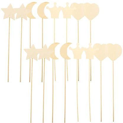 Toyvian Craft Supplies 12PCS Princess Fairy Wands Kit, Wooden Fairy Wands, Unfinished Wooden DIY Fairy Sticks Crafts Adorable Moon Wand for Girls