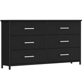 IKENO 6 Drawer Double Dresser, Industrial Wood Dresser for Bedroom, Storage Cabinet with Sturdy Steel Frame IKENO