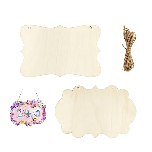 16 Pieces Wood Crafts Blanks Unfinished Hanging Wood Sign Blank Wood Boards Wood Ornaments Plaques Door Knob Signs for DIY Craft, Home Hotel Office Xonzmmk