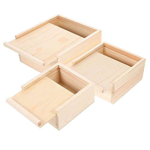 Kisangel Wooden Box Wood Gift Box with Sliding Lid Unfinished Wood Storage Box Trinket Storage Box Blank Wood Box Case Container for Gift Box DIY Art