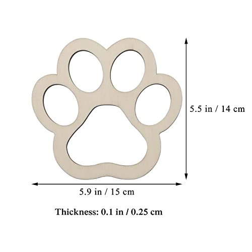 JANOU 6pcs Big Paw Shaped Wooden Cutouts Dog Cat Claws Cutouts Unfinished Wood Pet Paw Wood DIY Craft Embellishments Gift Ornaments Decoration, JANOU