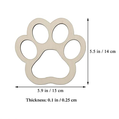 JANOU 6pcs Big Paw Shaped Wooden Cutouts Dog Cat Claws Cutouts Unfinished Wood Pet Paw Wood DIY Craft Embellishments Gift Ornaments Decoration, JANOU