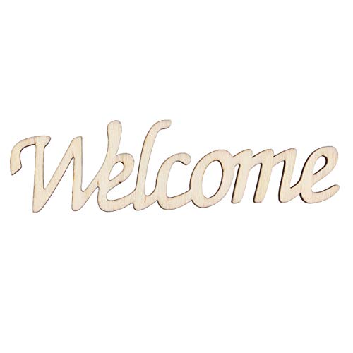 BESPORTBLE Word Welcome Cutout Unfinished Wood Welcome Sign Front Door Plaque Hanger Decor For Home Farmhouse BESPORTBLE