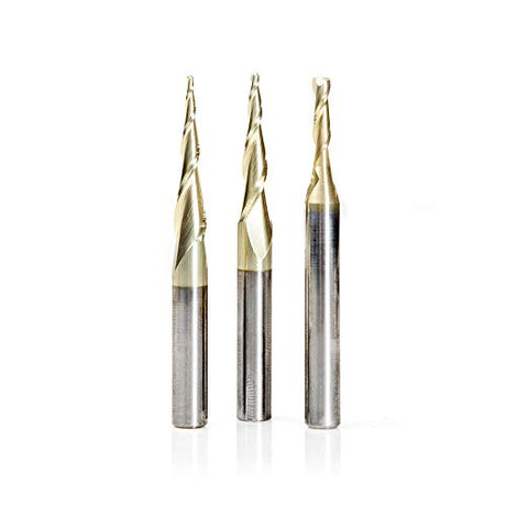 Amana Tool AMS-110 3-Pc CNC 2D and 3D Carving Ball Nose ZrN Coated Solid Carbide 1/4 Inch Shank for IntelliCarve Router Bit Collection Includes 46252 Amana Tool
