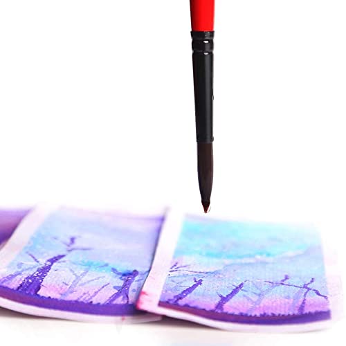 Transon Round Paint Brush Set 9pcs Synthetic Sable Hair for Acrylic Painting Watercolor Painting Gouache Ink Craft and Detail Painting TRANSON