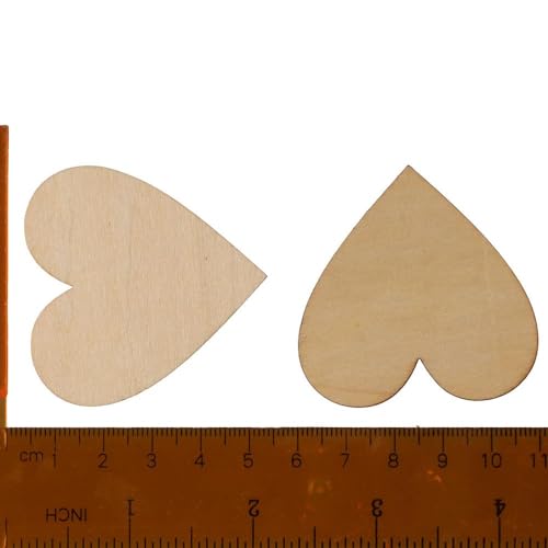 hobbyhub 100Pcs Wood Heart-Shaped Unfinished Blank Wooden Slices 5cm Hanging Decorations for DIY Crafts - WoodArtSupply