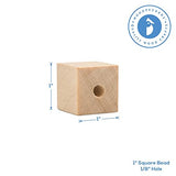 Wooden Square Beads 1 Inch with 1/8 Inch Hole, 25 Unfinished Square Wood Spacer Beads for Jewelry Necklace Creations, Crafts and DIY Projects by Woodpeckers