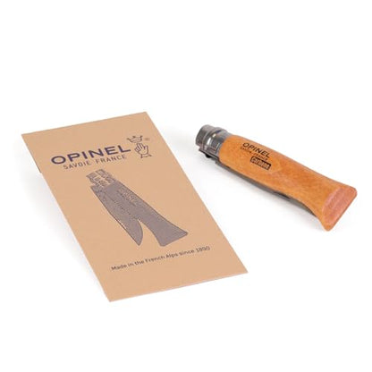 Opinel No.08 Carbon Steel Folding Pocket Knife with Beechwood Handle, Brown (2540089) - WoodArtSupply