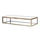 MyGift Glass Jewelry Box, Vintage Style Brass Metal & Clear Glass Mirrored Shadow Box Jewelry Display Case with Hinged Top Lid MyGift