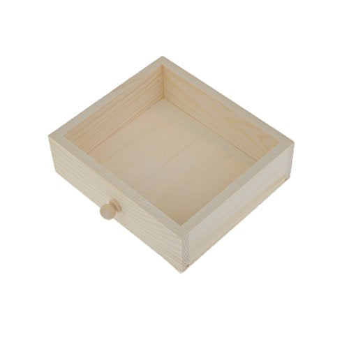 Dovewill Natural Unfinished Wooden Jewelry Box Small 2 Drawers Chest Case Glass Mirror - WoodArtSupply