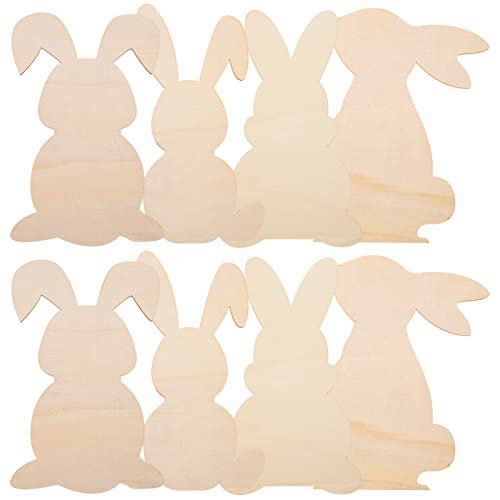 PartyKindom 8pcs Rabbit Shaped Wood Chips Unfinished Wood Cutouts Easter Unfinished Easter Wood Crafts Easter Crafts for Adults Graffiti Wooden PartyKindom