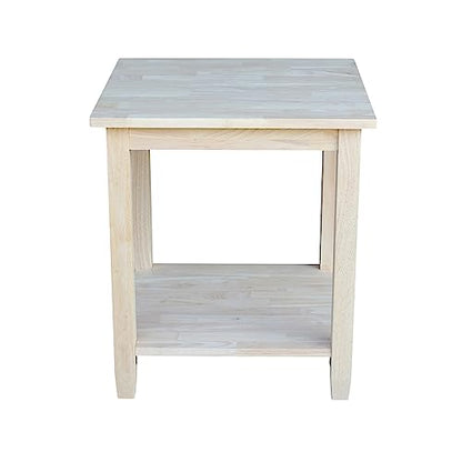 IC International Concepts Solano End Table, 22 in W x 21 in D x 25 in H, Unfinished - WoodArtSupply