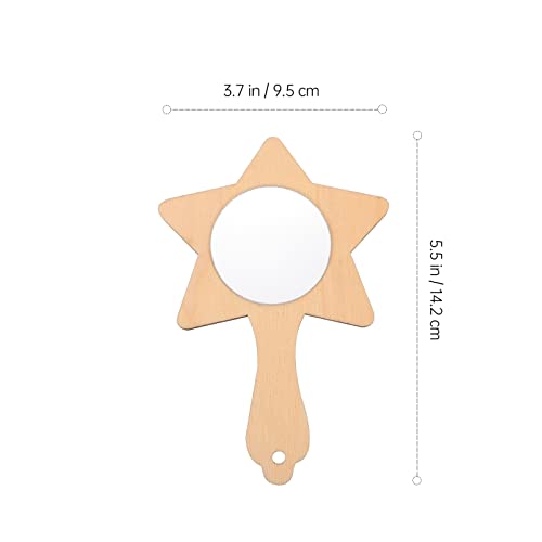 Healifty 10pcs Small Wooden Mirror Unfinished Mirror Craft DIY Makeup Mirror Princess Mirror Handheld Unfinished Cosmetic Mirror Wooden Princess Healifty