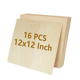 16 Pack 12 x 12 inch Basswood Sheets Thin Wood Panel 2 mm Unfinished Wood Boards Square Plywood Sheets for Painting, DIY Project, Mini House Acrux7