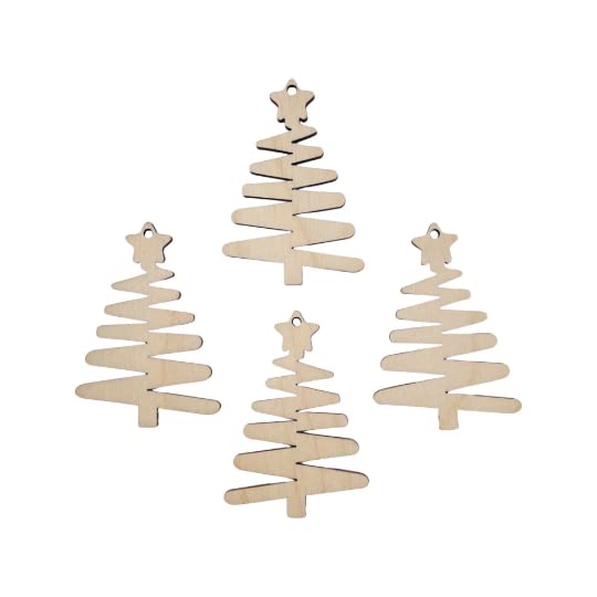 12 Pieces (Many Size Options) Smooth Unfinished Wood Xmas Tree Laser Cutout Dangle Earring Jewelry Blanks Charms Ornaments Shape Crafts Made in Texas Texan Wood Crafts