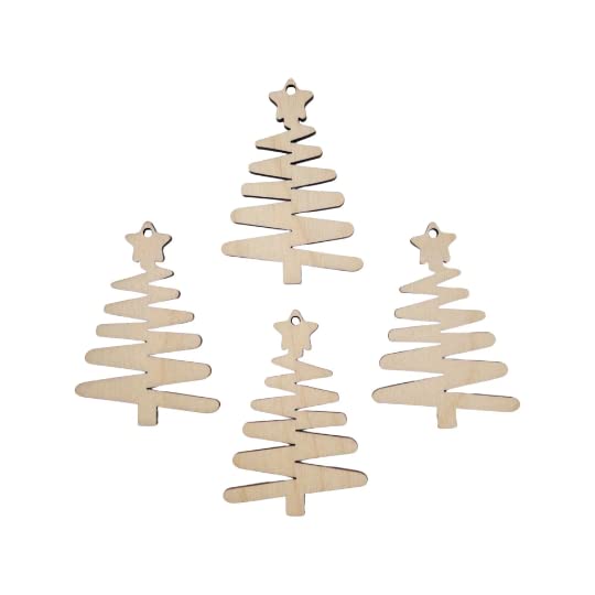 12 Pieces (Many Size Options) Smooth Unfinished Wood Xmas Tree Laser Cutout Dangle Earring Jewelry Blanks Charms Ornaments Shape Crafts Made in Texas - WoodArtSupply