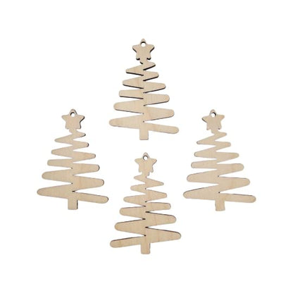 12 Pieces (Many Size Options) Smooth Unfinished Wood Xmas Tree Laser Cutout Dangle Earring Jewelry Blanks Charms Ornaments Shape Crafts Made in Texas - WoodArtSupply