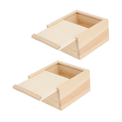 TEHAUX Jewelry Gift 2pcs Boxes Small Wooden Box Wooden Jewelry Box Wooden Gift Boxes Wood Decor Unfinished Shadow Box Gift Storage Box Creative TEHAUX